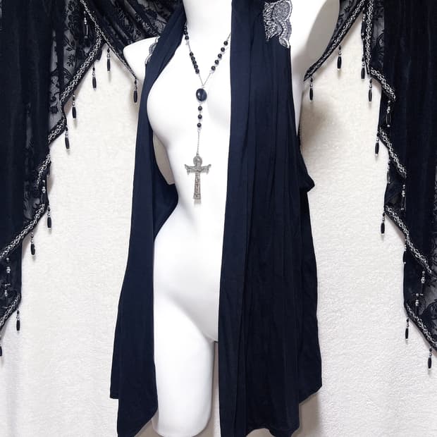 다크페어리 오리엔탈 로맨틱고딕 고스펑크 레이스 로브 핀터 레이어드 베스트