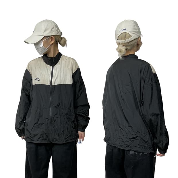 나이키 블랙 화이트 바람막이 트랙 자켓 