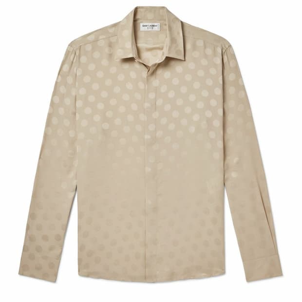 [신유님 착용] 생로랑 24ss 라지 폴카닷 자카드 실크 셔츠