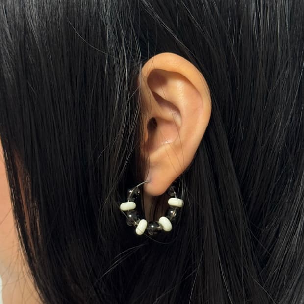 Cream Smoke Hoop Earrings