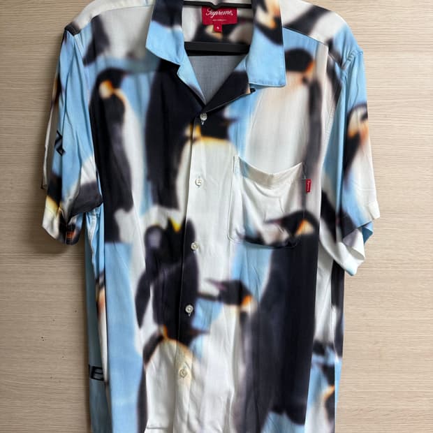 supreme 20FW 펭귄 레이온 셔츠 블루