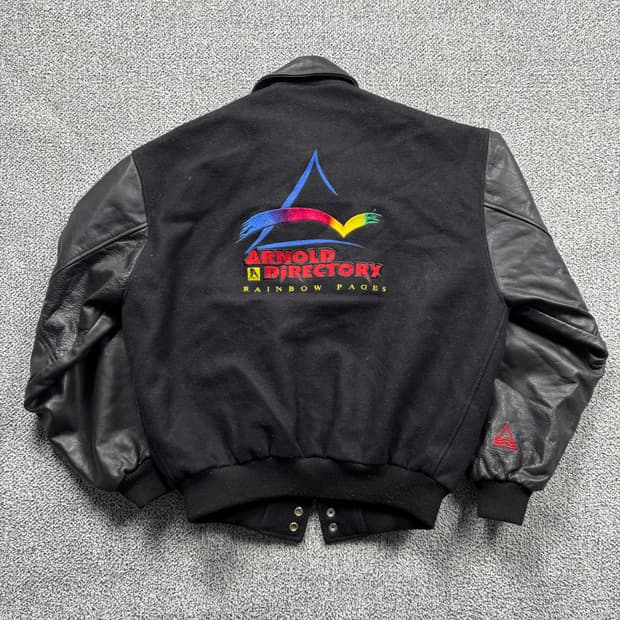 Usa 00s 위닝팀 리얼 레더 자수 바시티 자켓