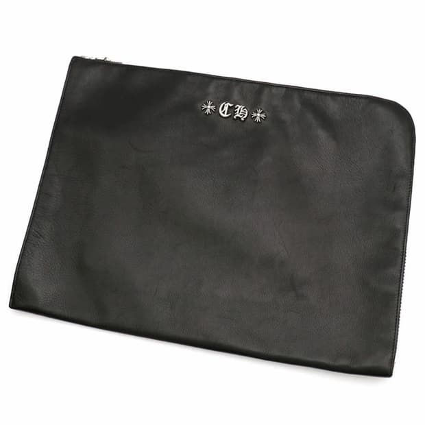 크롬하츠 블랙 레더 CH 클러치백 XL 사이즈