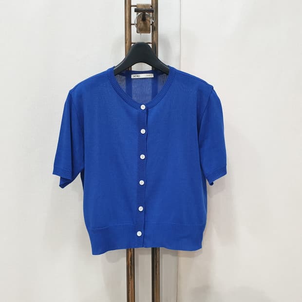 미쏘 에센셜 라운드넥 반팔 가디건 M