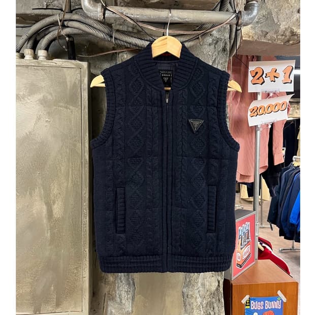 게스 니트 집업 베스트 네이비 XS #csz3316