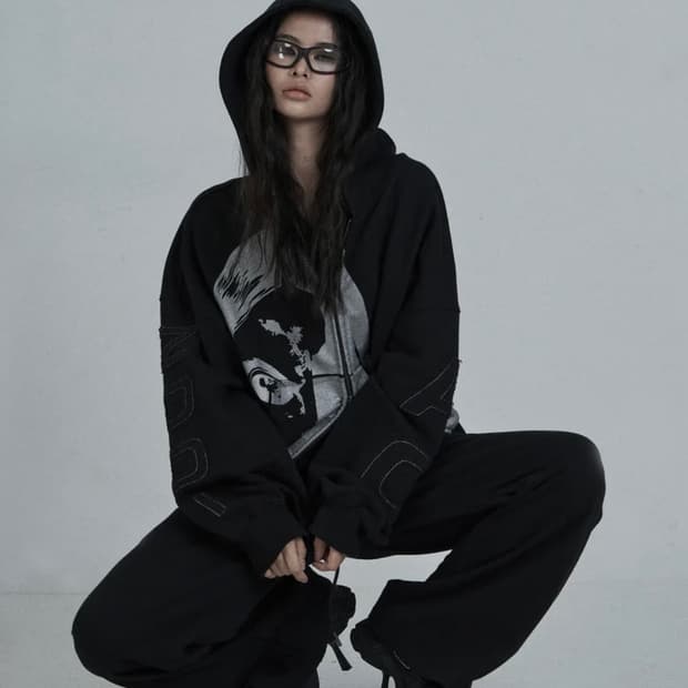 오도어 조디악 후드집업 블랙