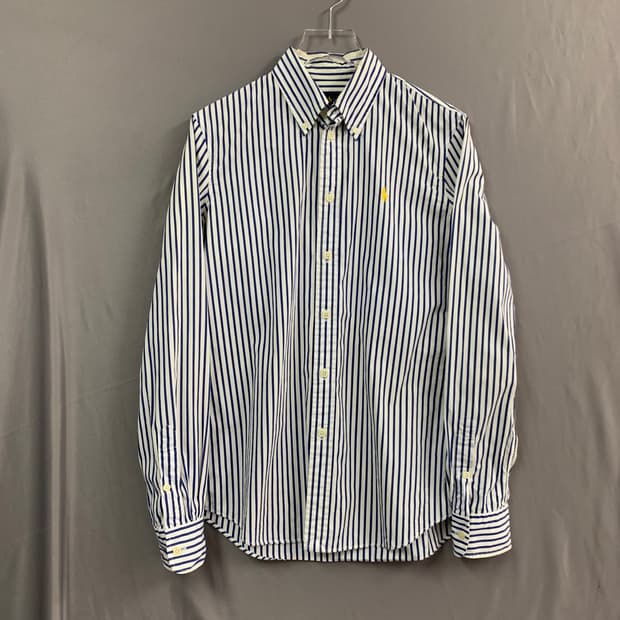 8 폴로랄프로렌 여성 커스텀핏 블루 핀스트라이프 블라우스 셔츠