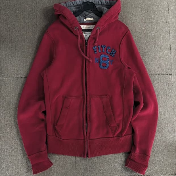 아베크롬비 버건디 블루 후드집업