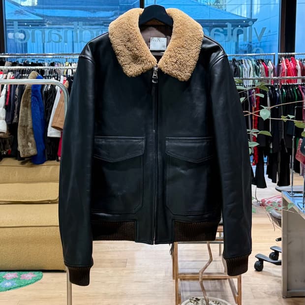 산드로 블랙 쉽스킨 무스탕 자켓 