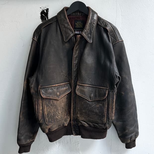 90's USA Made 아비렉스 A2 레더 봄버 자켓