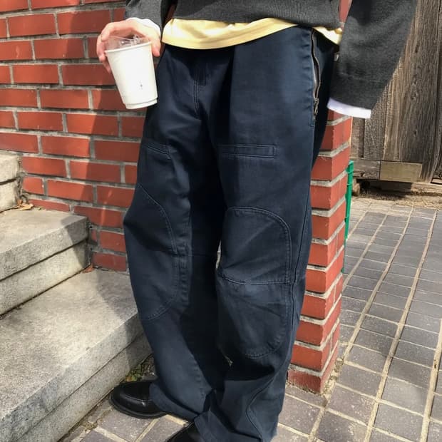 르아르 사이드 지퍼 워시드 카고 팬츠