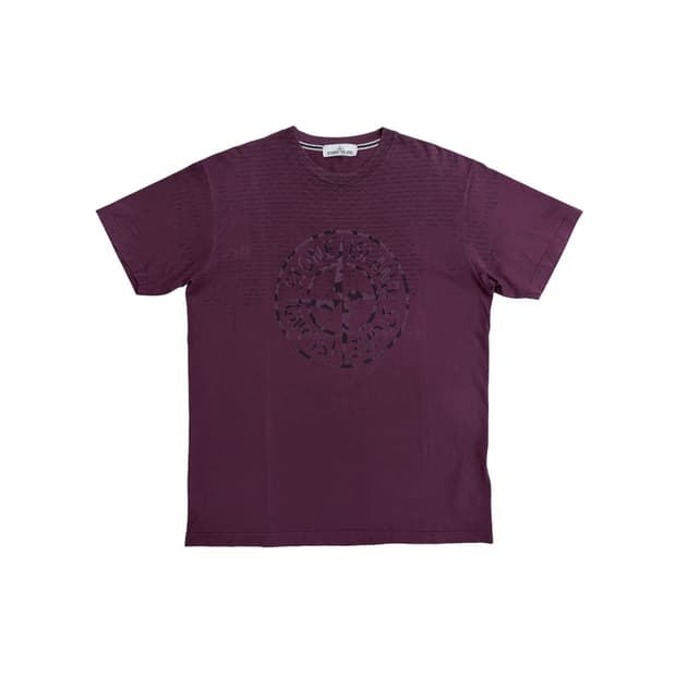 스톤아일랜드 버건디 빅로고 반팔 티셔츠 XL