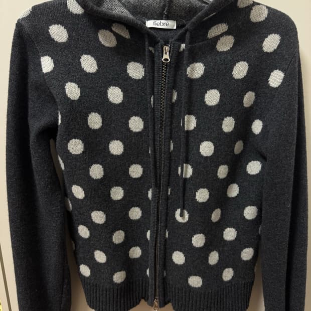 fiebre 도트 니트 후드집업