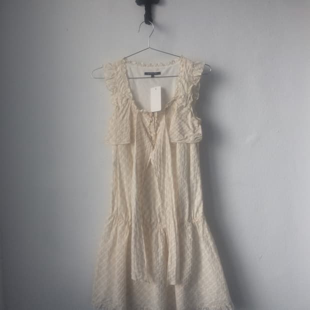 Tied point check pattern frill onepiece
