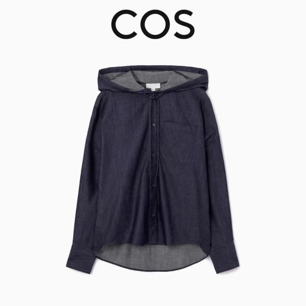 cos 후드 데님 셔츠 