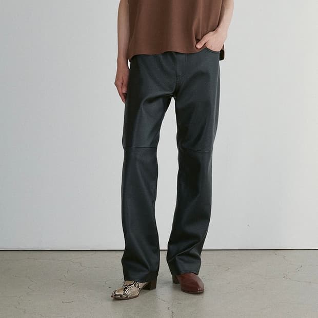 [할인] 렉토 24F/W 그레타 폭스 레더 팬츠 블랙