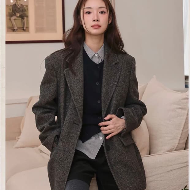 미쏘 테일러드 오버핏 울자켓 블랙 M 사이즈