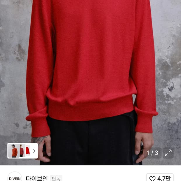 (새상품/2) 다이브인 루즈드 파인울 브이넥니트 레드 2