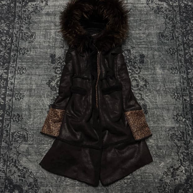 Egoist trimming fur hood mouton jacket 