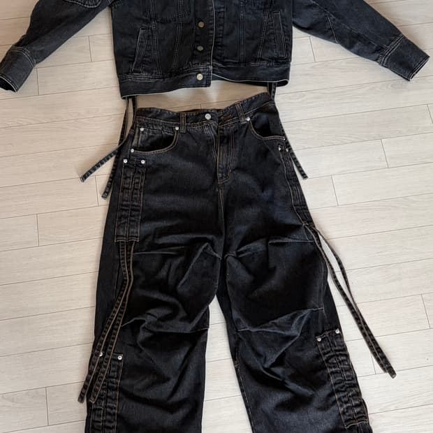 헤더헬렌 VTG 데님 재킷, 팬츠 블랙