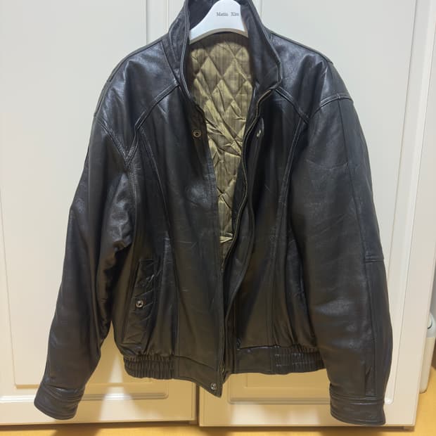 빈티지 하이넥 레더 자켓