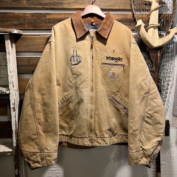 [3XL]칼하트 USA J97 디트로이트 랭글러 패치업 브라운 워크 자켓