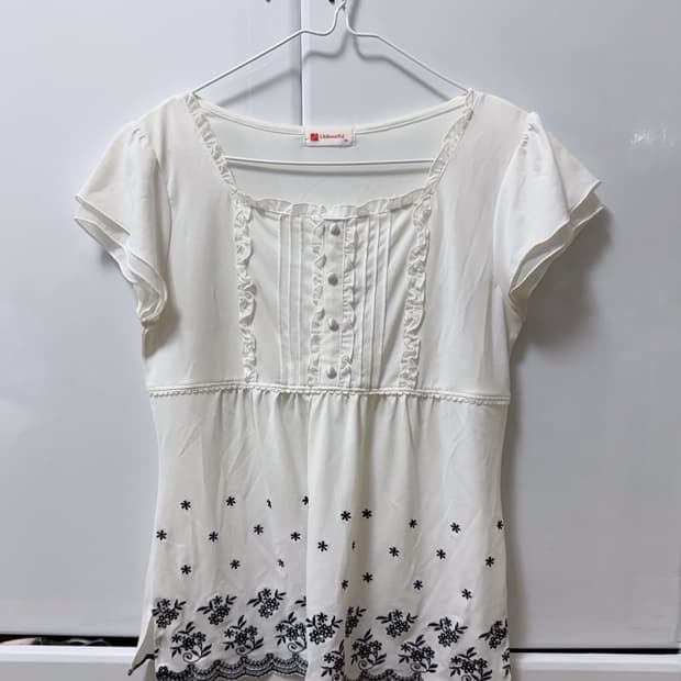 카메 빈티지 자수 블라우스 카모메산장 모리걸 갸루 러블리