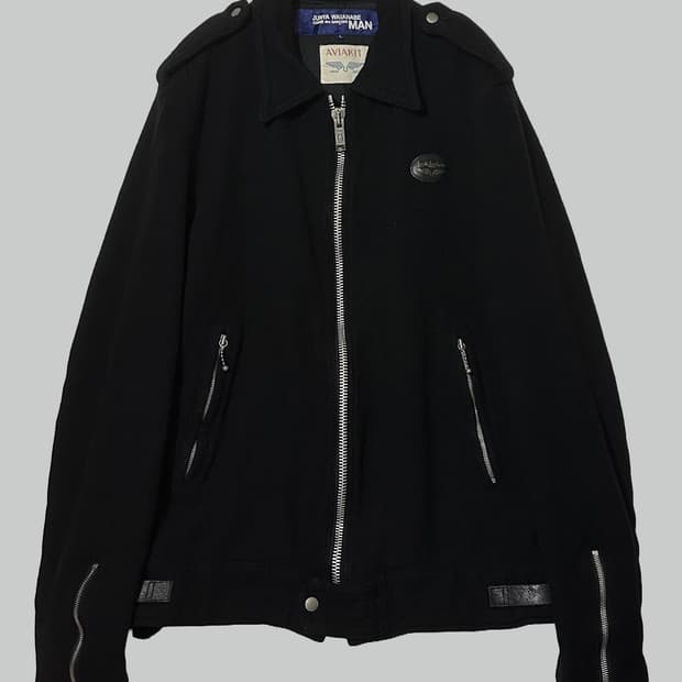 준야 와타나베 루이스 레더 축융 울 라이더 자켓