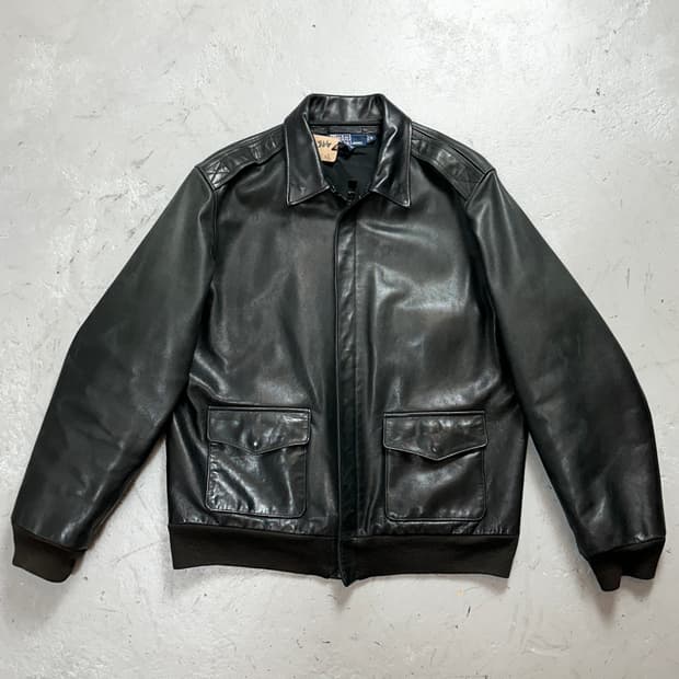 90's 빈티지 폴로 블루라벨 A2 레더 자켓 빈티지 레더 자켓