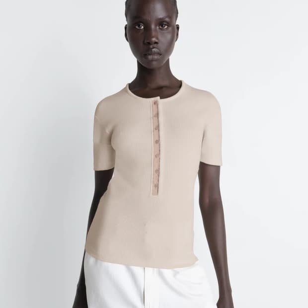 [XS,S,M]르메르 26ss FITTED HENLEY 헨리 니트/세이지