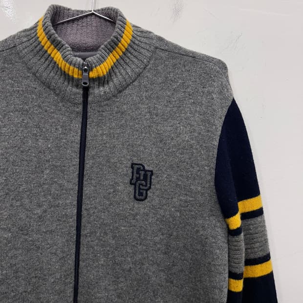 JDX 골프 배색 울 시보리 라운딩 니트집업