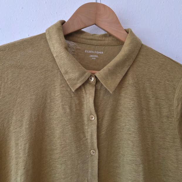 Eileen Fisher 여성 리넨 버튼업 셔츠 M사이즈