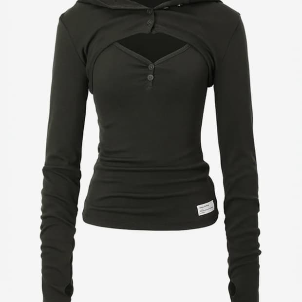 이네기 올리브 버튼 워머 후드 세트 카키