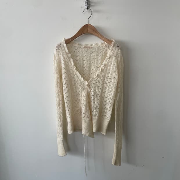 vintage frill crochet wrap cardigan