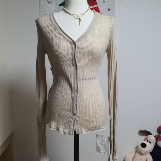 [모리걸] 골지 가디건 아이보리