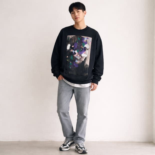 MSGM 페이스 그래픽 프린팅 블랙 맨투맨