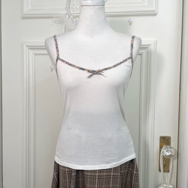 BURBERRY check bow point basic sleeveles