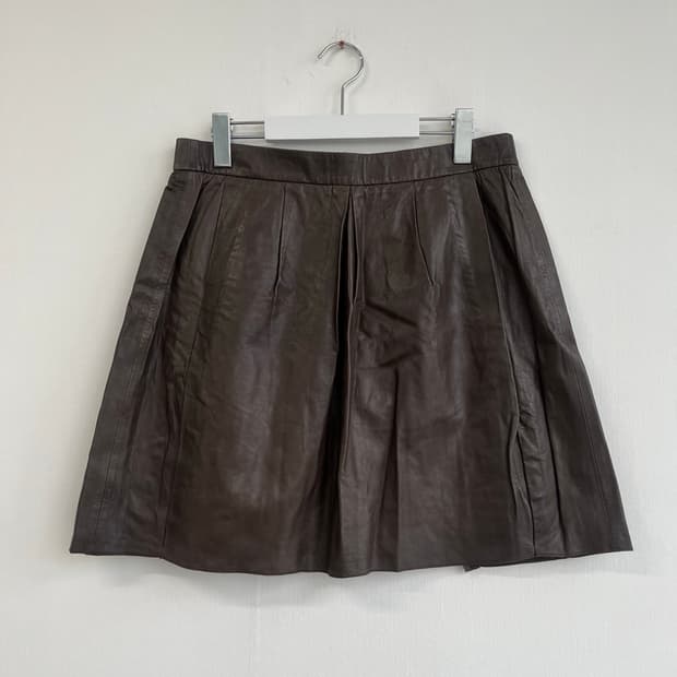 Vince 브라운 가죽 스커트