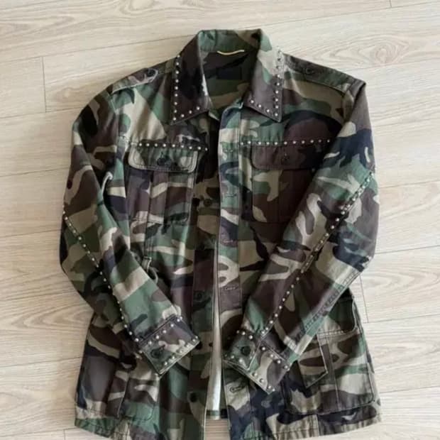 생로랑 15fw 카모 스터드 밀리터리 자켓