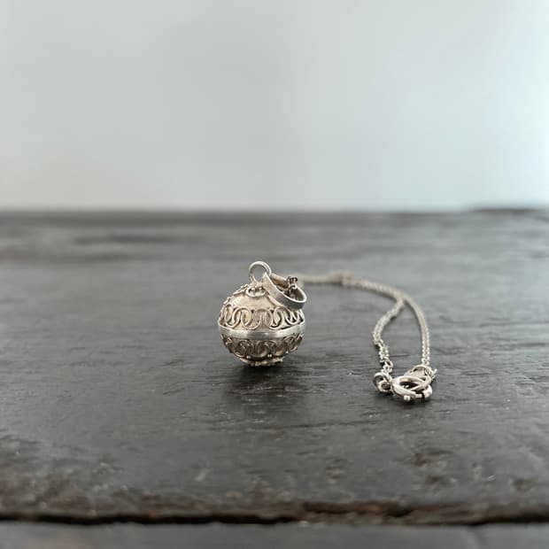 antique bell 925silver necklac