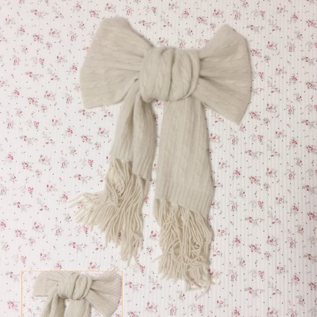 빈티지 아이보리 니트 머플러