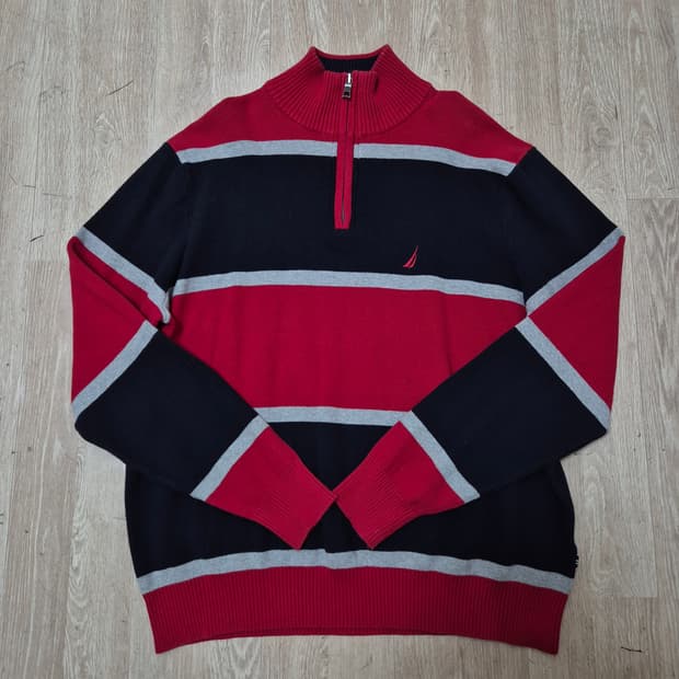 노티카 스트라이프 반집업 니트 M(95)