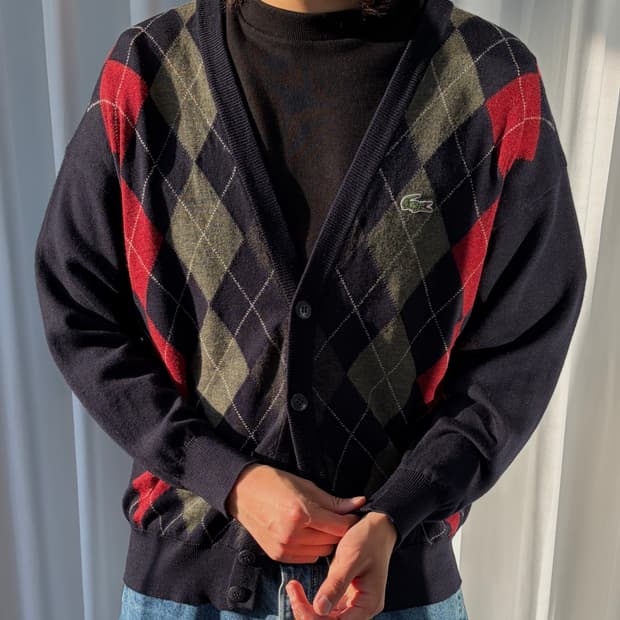 [M-L]라코스테 아가일 니트 가디건