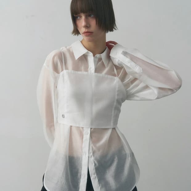 세컨모놀로그 시스루 뷔스티에 셔츠 