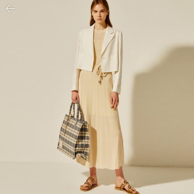 산드로 2021 린넨 크롭 원버튼 자켓 S사이즈