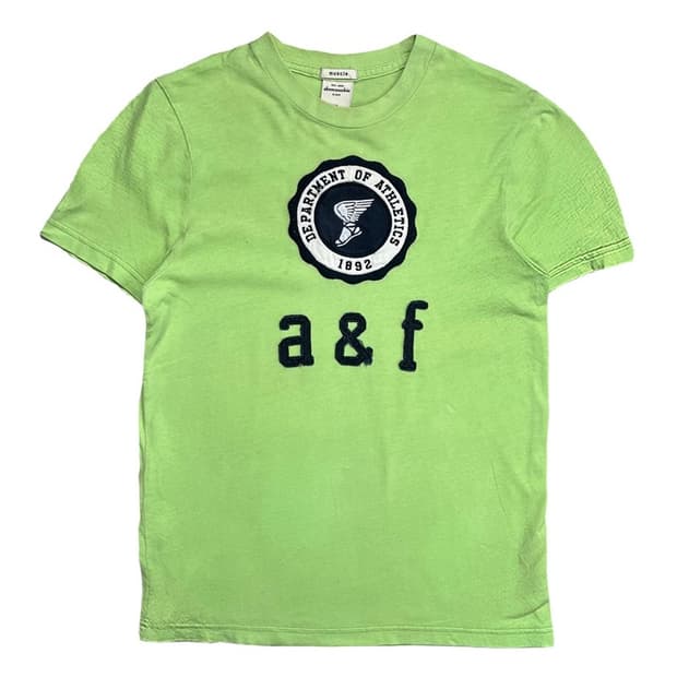 ABERCROMBIE & FITCH 키즈 로고 티셔츠 그린 XL