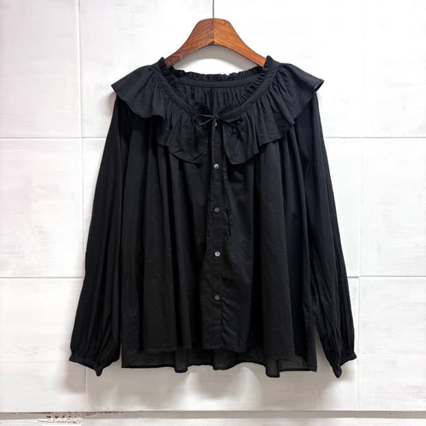 FREAK'S STORE 블랙 긱시크 리본 블라우스 JPN