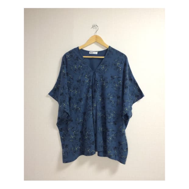 Ne-net 네넷냐 블루 프린팅 박시 티셔츠