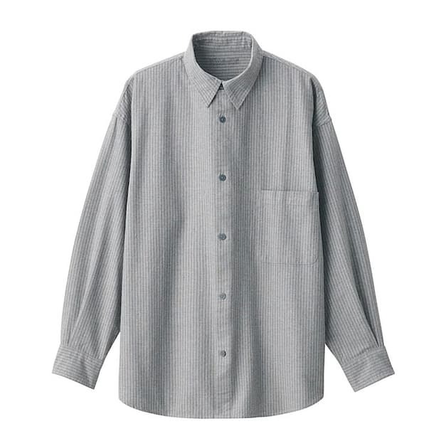 무지 라보 muji labo 옥스포드 레귤러 셔츠 스트라이프 그레이
