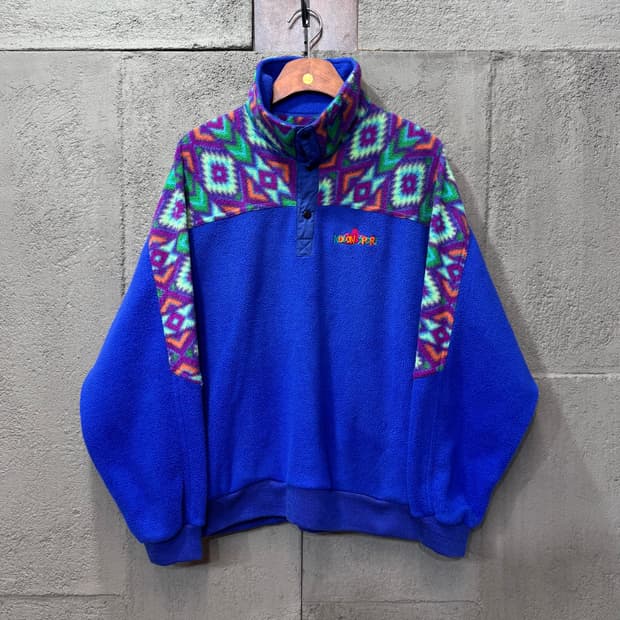 90s 코오롱 스포츠 아즈텍 패턴 하프 후리스 (L)  